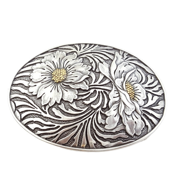 Oval Sunflower Engraving Belt Buckle Buy at boltranchstore.com western apparel