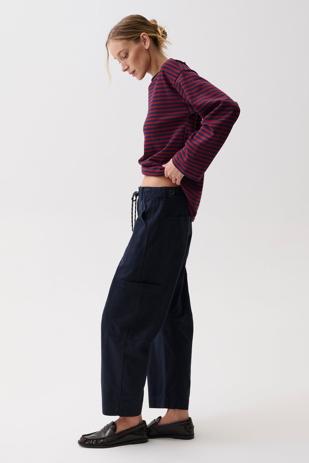 Pistola Sabrina Curved Utility Pants Nautical rich navy blue cotton utility pant womens western boutique Utah SKU P00116105