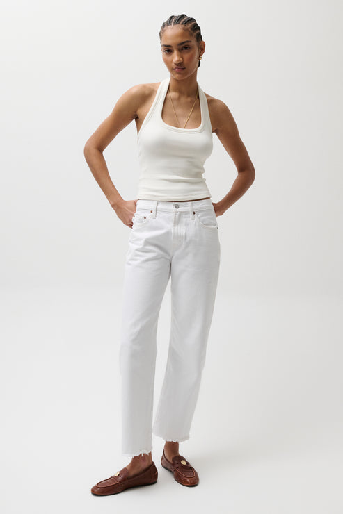 Pistola Lexi Mid Rise Bowed Straight Luxe White