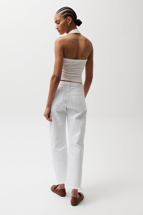 Pistola Lexi Mid Rise Bowed Straight Luxe White