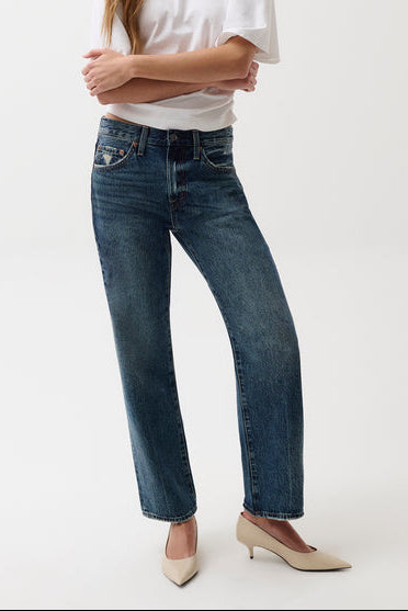 Pistola Lexi Mid Rise Bowed Straight Jean Artisan Wash dark denim P00016200 womens pants summer 2026 new Pistola BoltRanchStore.com Free Shipping boutique