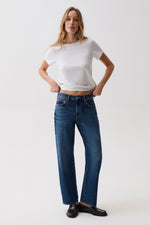 Lexi Mid Rise Bowed Straight Jean Moonwave everyday denim for ranch wear and errands around Utah