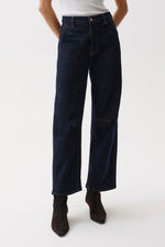 Pistola Beau Seamed Crescent Jean Nightfall dark indigo rinse denim jean with a bowed straight leg womens western boutique Utah SKU P00017000