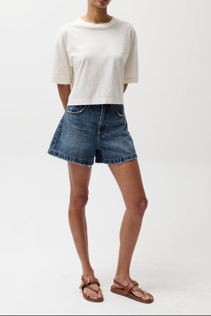 Pistola womens Saige High Rise Short dark denim shorts flare shorts pistola summer boltranchstore.com P00024063RL