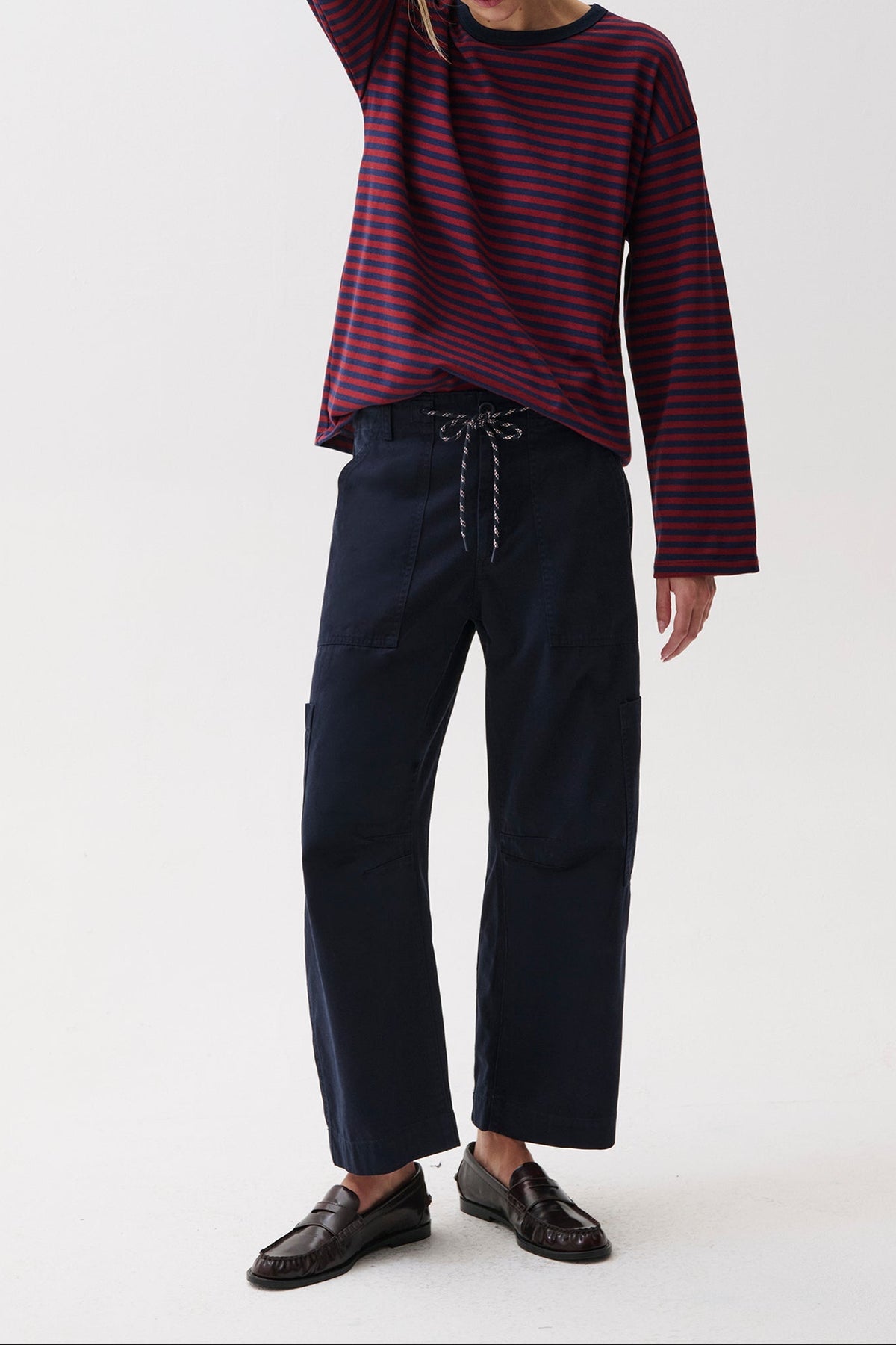 Pistola Sabrina Curved Utility Pants Nautical contrast rope drawstring waistband with an easy adjustable fit western fashion