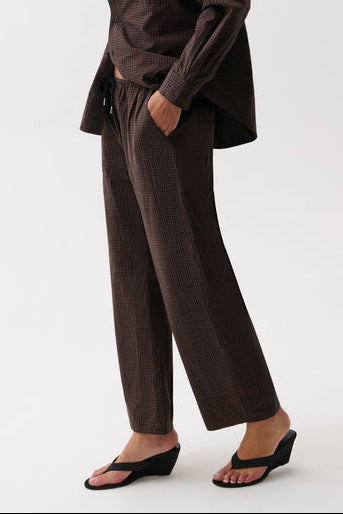 Pistola Theo Drawstring Price P00116021 womens loungewear comfortable pants brown and black plaid check Boltranchstore.com Free Shipping