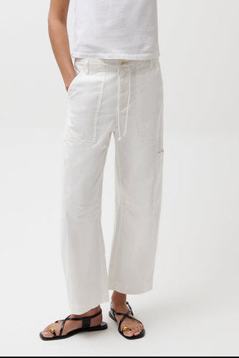 Pistola Sabrina Curved Utility Pants White at boltranchstore.com free shipping in stock white jeans tie waist utility pants womens jean  Trending get now