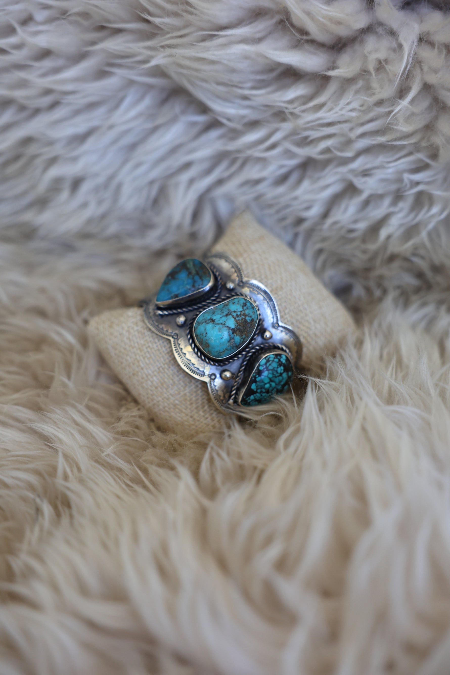 Paige Wallace 3 Oval Stone Scallop Turquoise Cuff womens bracelet sterling silver western fashion style stamped Boltranchstore.com Free Shipping