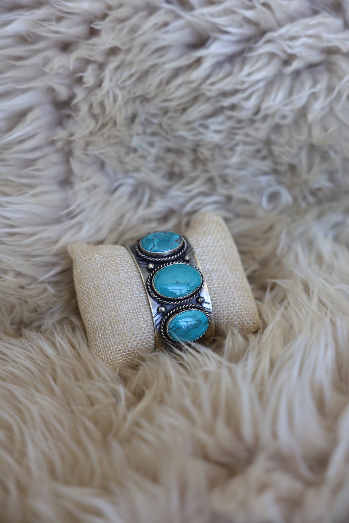 Paige Wallace 3 Oval Turquoise Cuff womens western style fashion sterling silver gift anniversary Boltranchstore.com Free Shipping