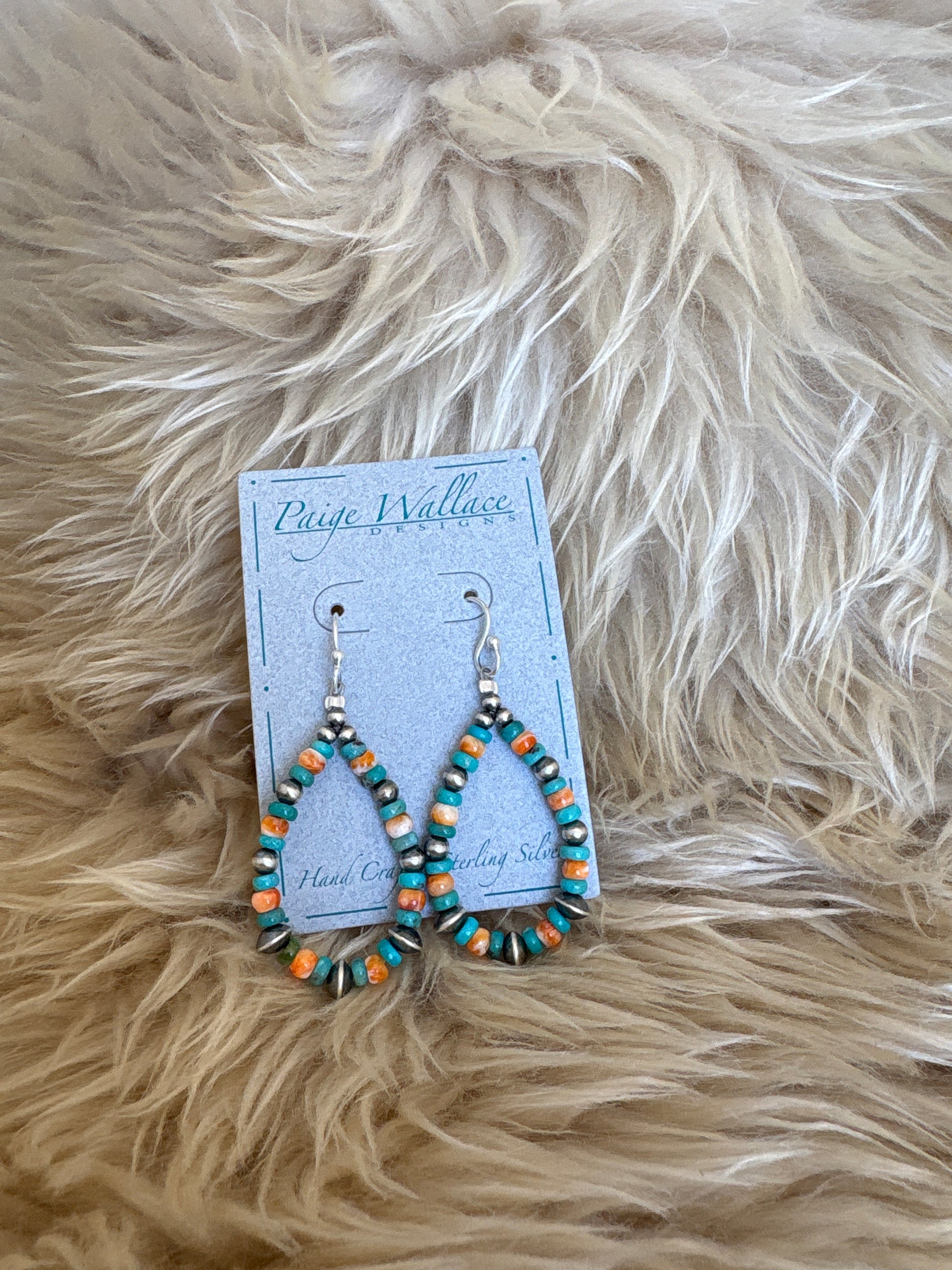 Paige Wallace Navajo Pearl Spiney Oyster Earrings western sterling sliver earrings  turquoise cluster  jewelry at boltranchstore.com with free shipping
