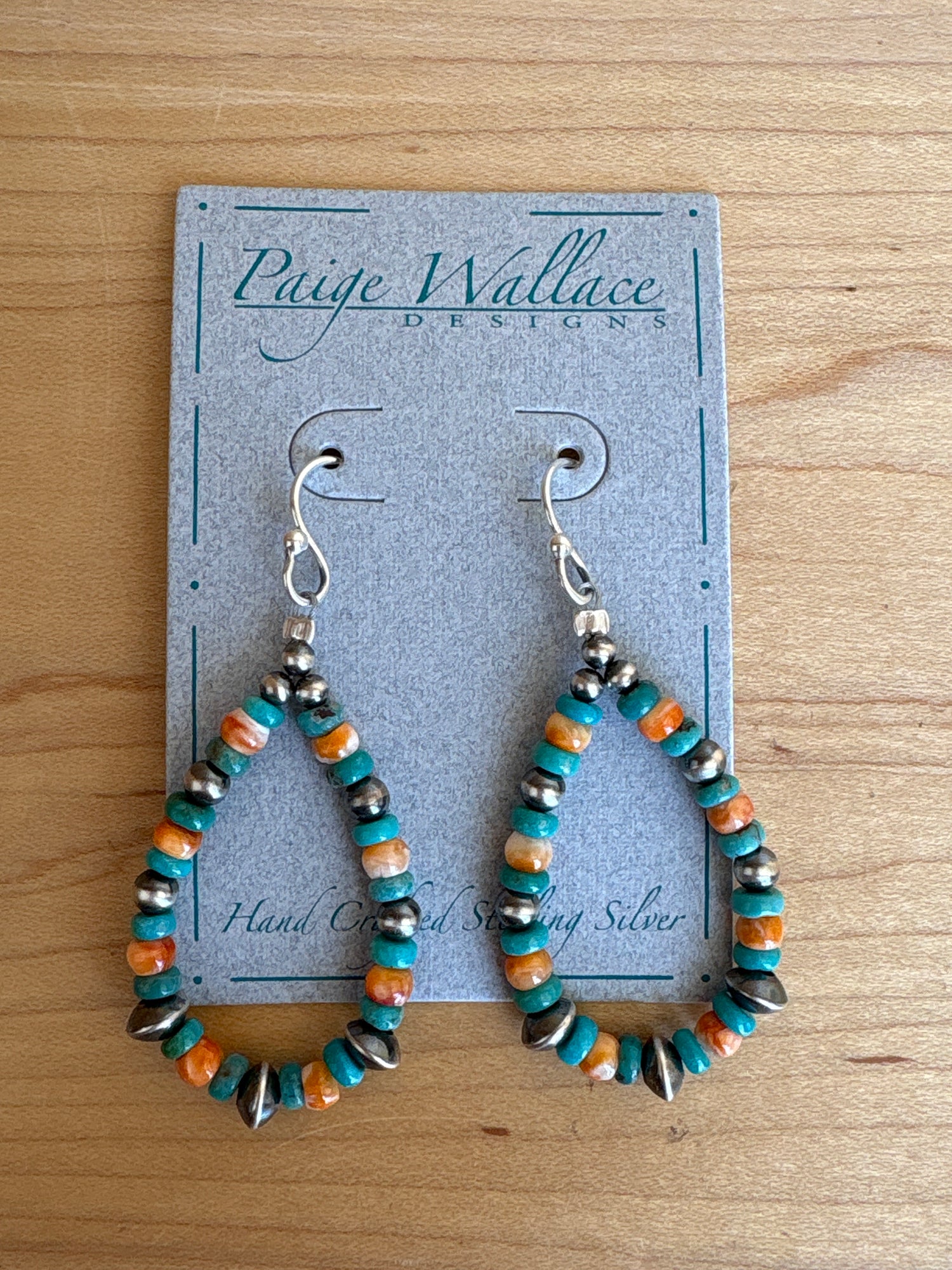 Paige Wallace Navajo Pearl Spiney Oyster Earrings western sterling sliver earrings  turquoise cluster  jewelry at boltranchstore.com with free shipping