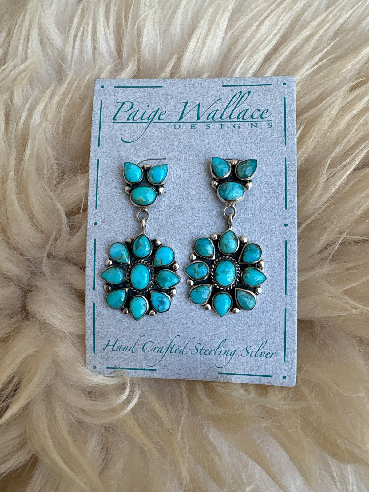Paige Wallace Turquoise Cluster Earring Turquoise earrings western sterling sliver earrings  turquoise cluster  jewelry at boltranchstore.com with free shipping