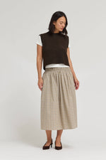 Patricia Plaid Smocked Skirt beige and brown plaid midi skirt fall free shipping bolt ranch store