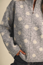Patty Polka Dot Zip Up Sweater  womens fall sweaters winter warm bolt ranch store
