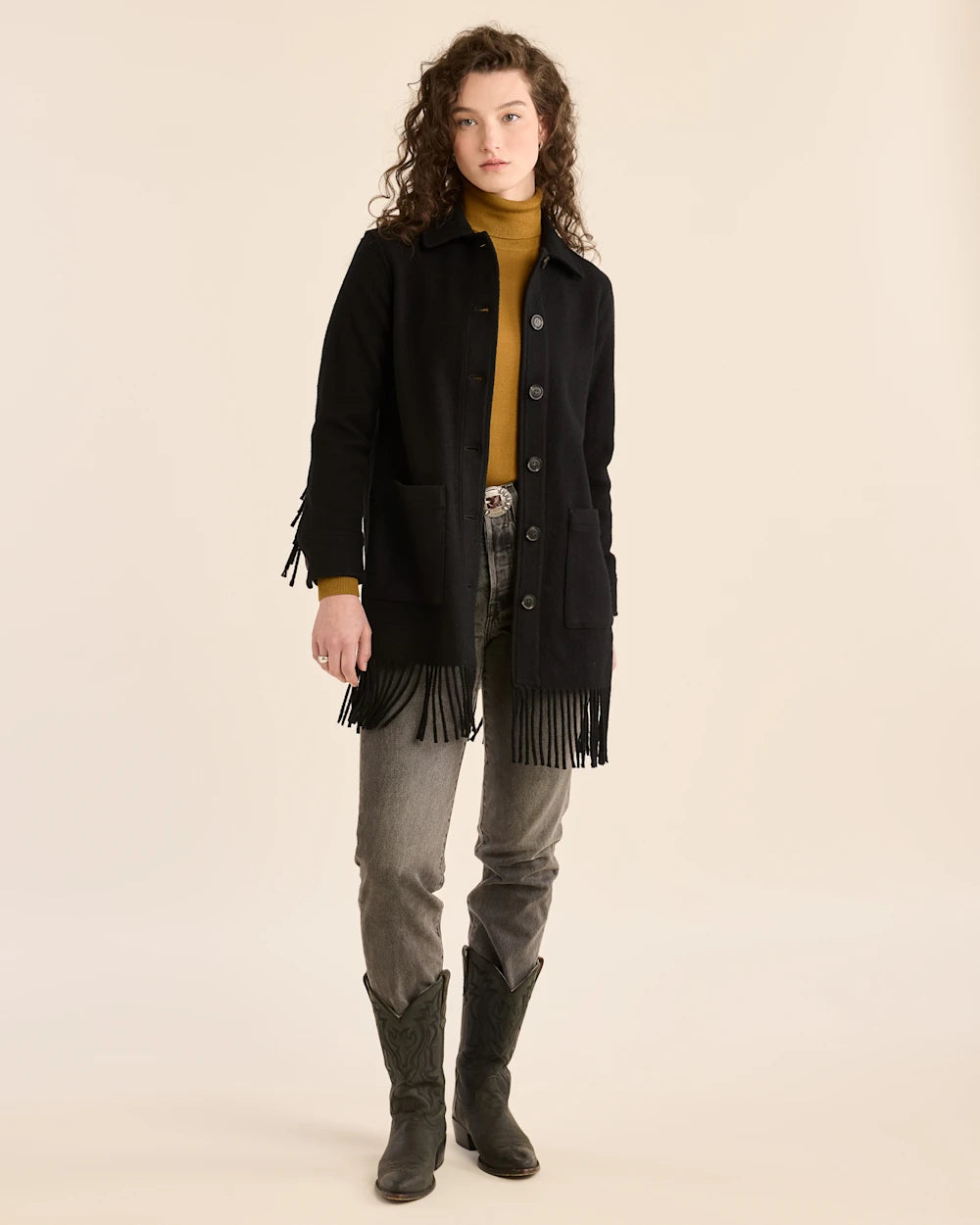 Pendleton Jolene Wool Fringe Jacket Black