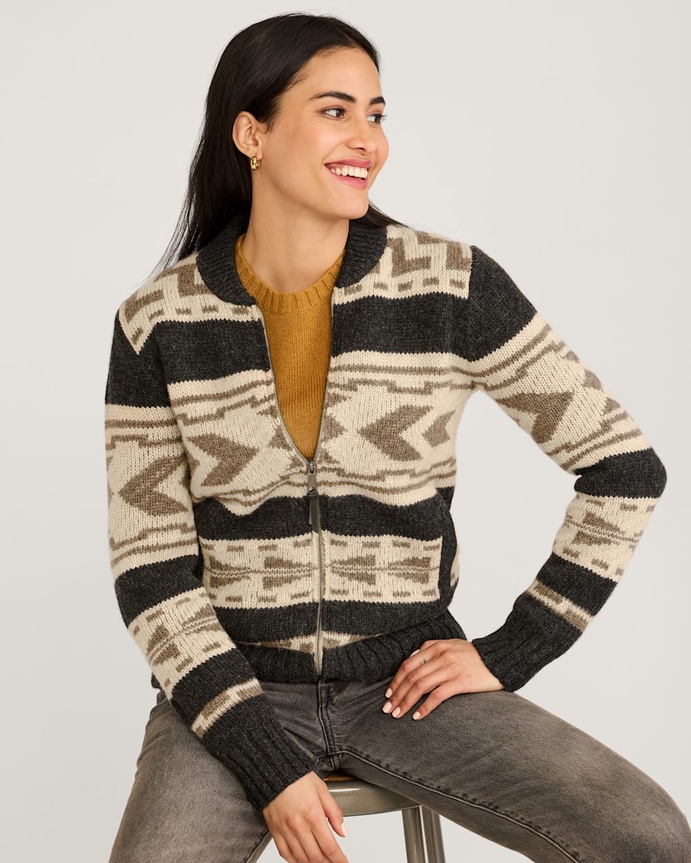 Pendleton Womens Graphic Shetland Zip Sweater