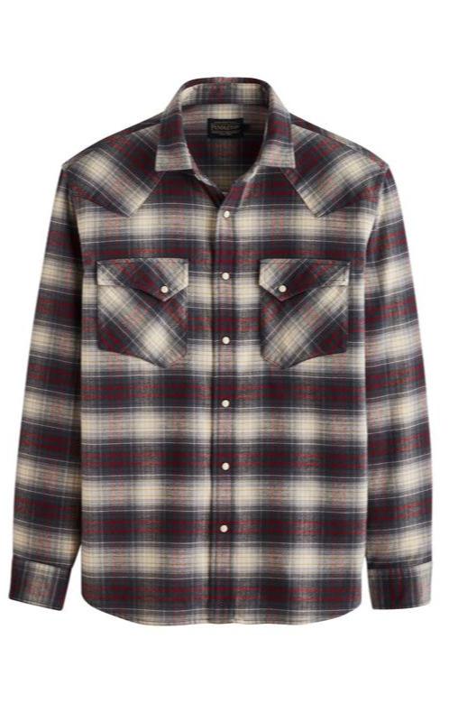 Pendleton Wyatt Shirt-Gray Red Plaid