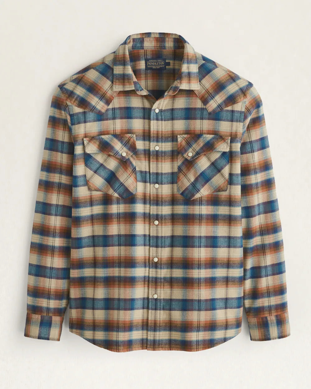 Pendleton Wyatt Shirt-Khaki Brown Blue Plaid