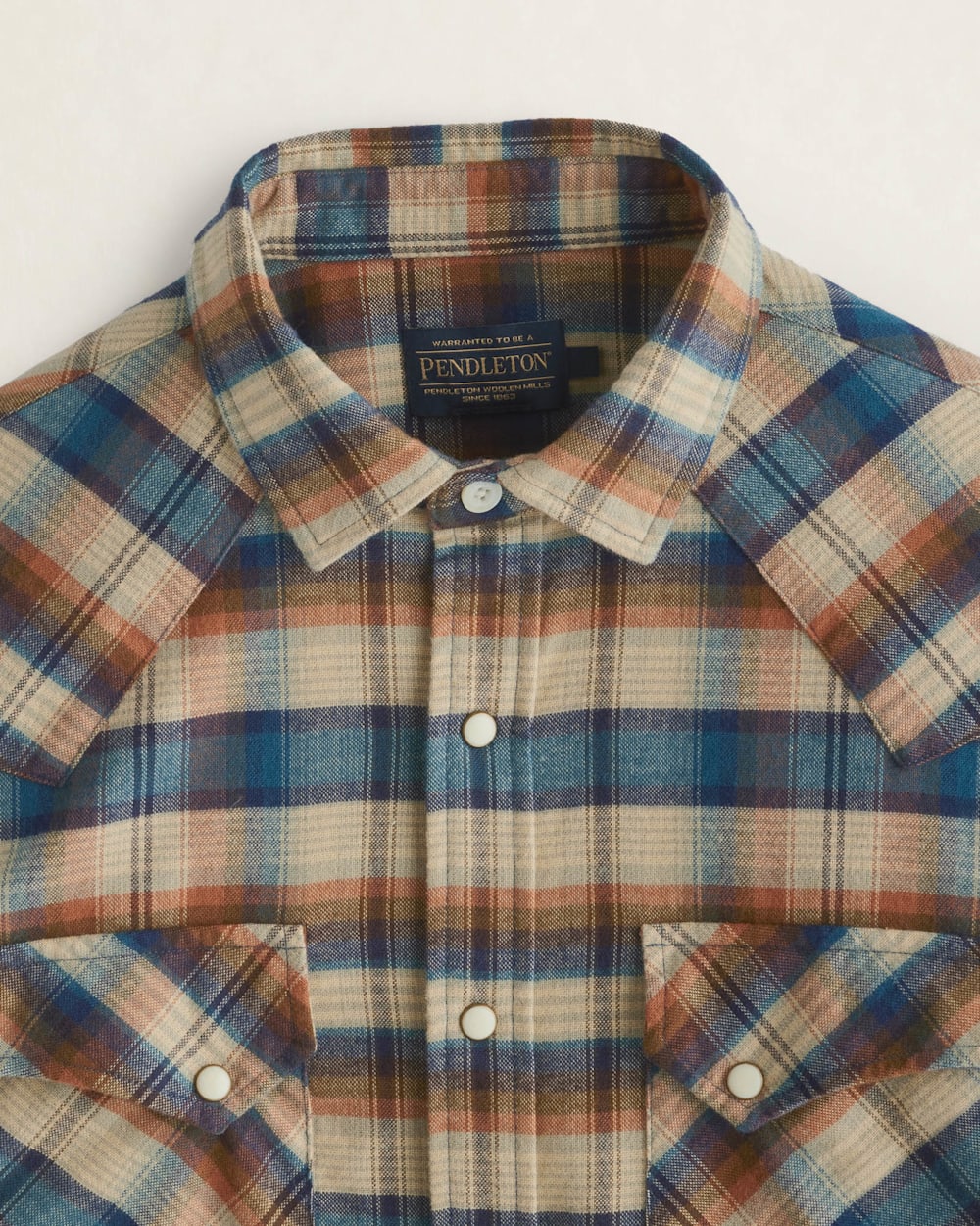 Pendleton Wyatt Shirt-Khaki Brown Blue Plaid