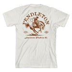 Pendleton American Western Graphic Tee a vintage white shirt with rust graphic of a bucking horse at boltranchstore.com