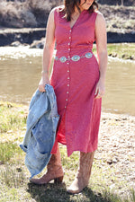 Pendleton Lana Sleeveless Dress womens dresses and skirts plaid red and pink summer spring button down casual everyday dress Boltranchstore.com