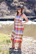 Pendleton Lana Sleeveless Dress womens dresses and skirts plaid vibrant summer spring button down casual everyday dress Boltranchstore.com