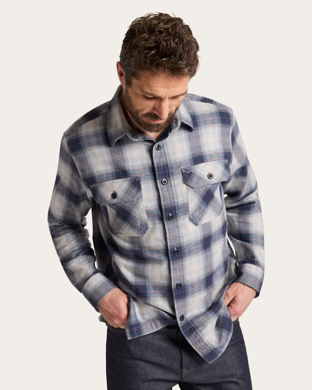 Pendleton Mens Burnside Plaid Flannel Shirt Grey Navy buy at boltranchstorre.com