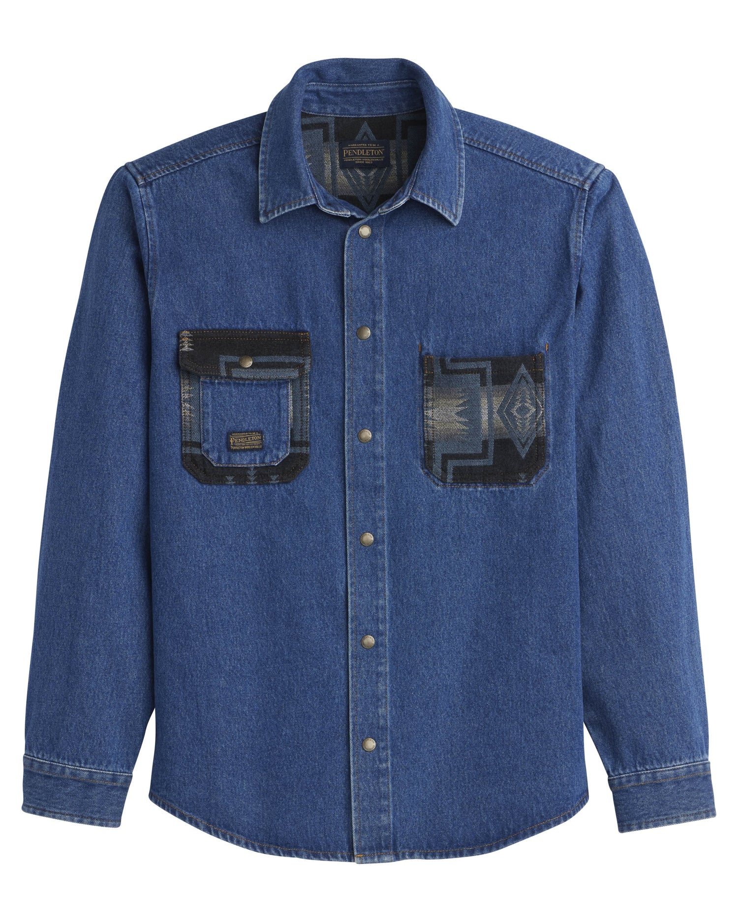 Pendleton Mens Denim Embroided Pocket Work Shirt a stylish mens denim shirt favorite with relaxed tailoring at boltranchstore.com