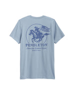 Pendleton Mens Heritage Western Tee a vintage denim with a horse graphic and American Flag on back at boltranchstore.com