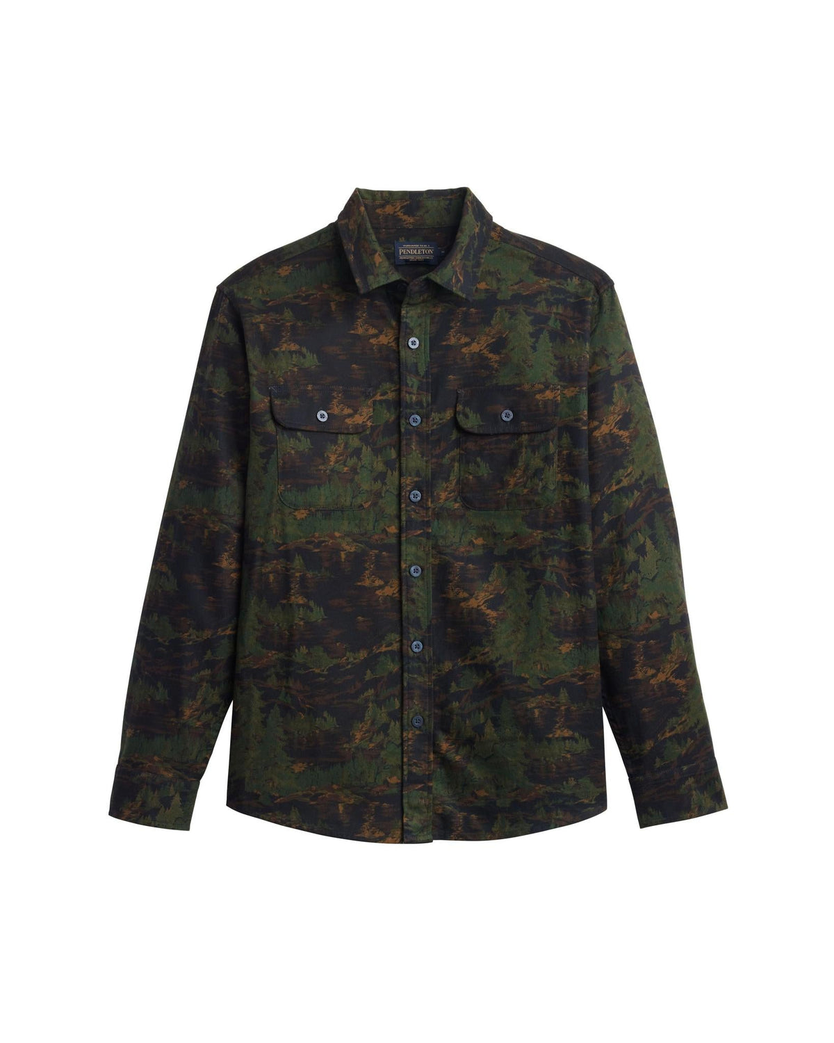 Pendleton Mens Tanner Twill Shirt Valley Navy navy cotton twill shirt with tonal ponderosa pattern western clothing Utah SKU RA164879783 Boltranchstore.com