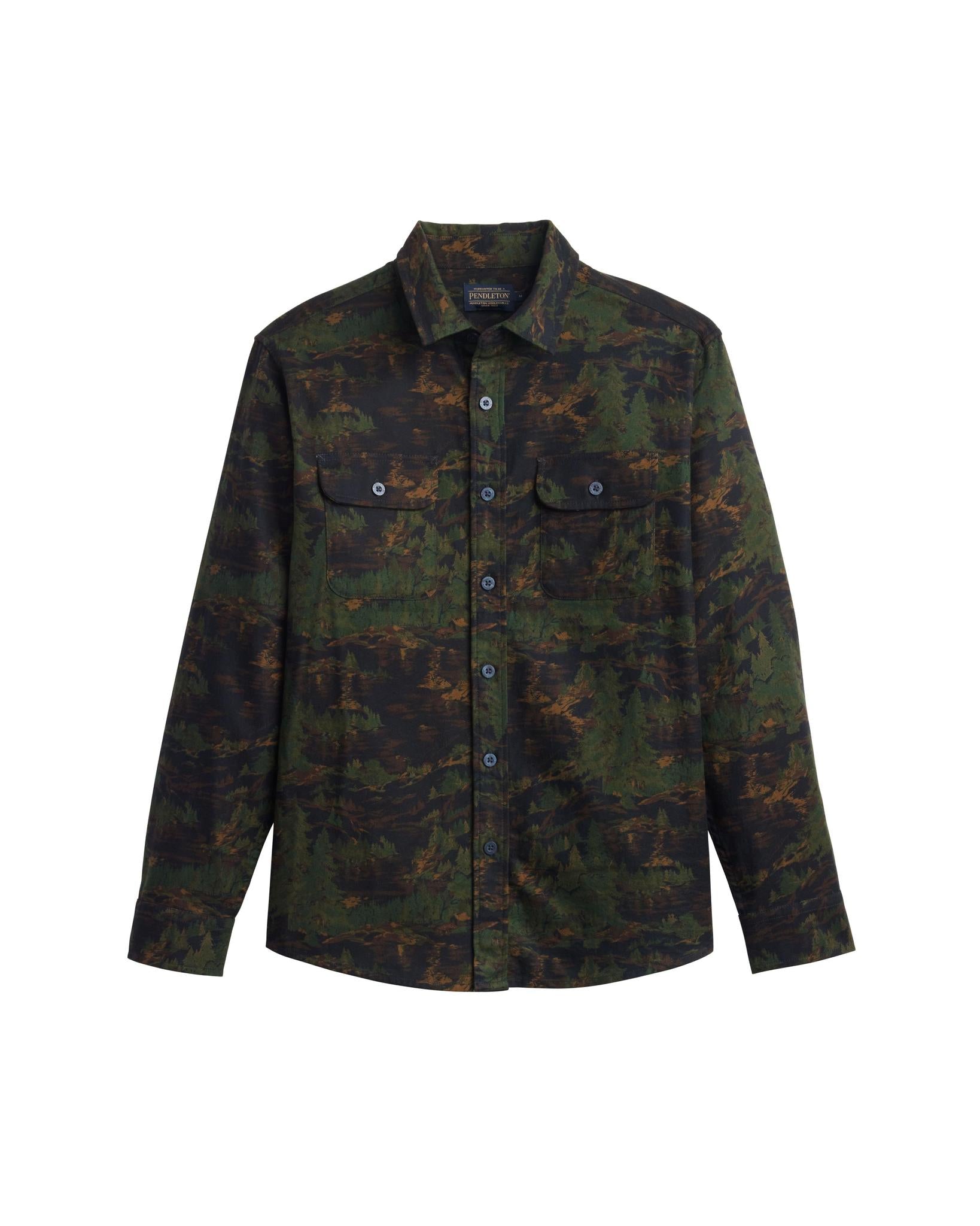 Pendleton Mens Tanner Twill Shirt Valley Navy navy cotton twill shirt with tonal ponderosa pattern western clothing Utah SKU RA164879783 Boltranchstore.com