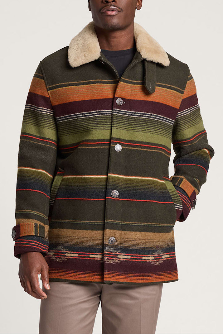 Pendleton Mens Tumalo Ridge Dayton Wool Coat a button up 2 side pockets shearling collar at boltranchstore.com