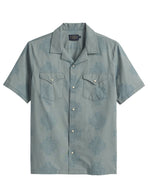 Pendleton Mens Western Aloha Shirt in Chief Joseph Green a snap up front in a short sleeve shirt at boltranchstore.com
