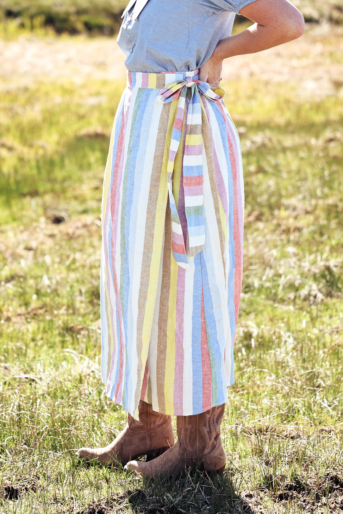 Pendleton Striped Wrap Skirt Bolt Ranch Store womens linen skirt tie waist western womens boutique utah boltranchstore.com buy now