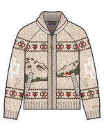 Pendleton Womens Alpine Lambswool Zip-Up Cardigan a western cardigan featuring a mountain cabin perfect to keep cozy on a cool day