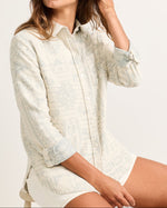 Pendleton Womens Doublesoft Perfect One Pocket Shirt a front button up shirt with a soft dusty green print on a natural background available at boltranchstore.com