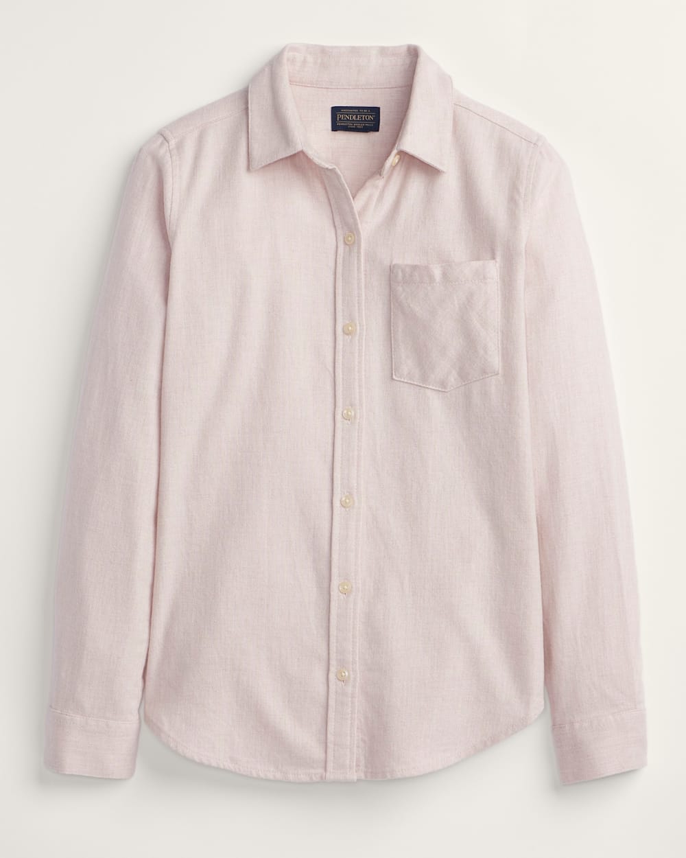 Pendleton Womens Relaxed Flannel Shirt long sleeve button up front soft flannel available in soft rose or natural at boltranchstore.com 