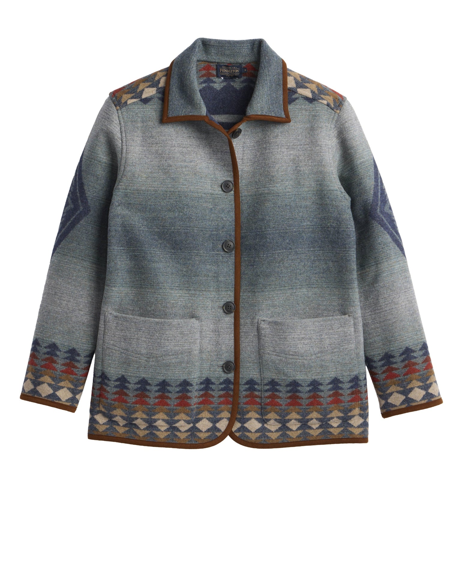 Pendleton Womens Reversible Harding Indigo Coat a full button up with two front bottom pocket at boltranchstore.com