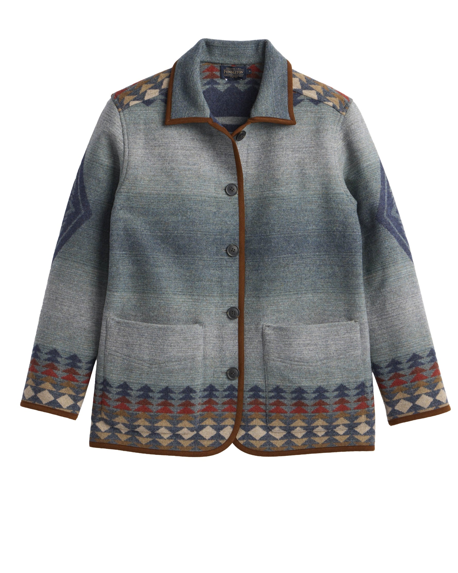 Pendleton Womens Reversible Harding Indigo Coat a full button up with two front bottom pocket at boltranchstore.com