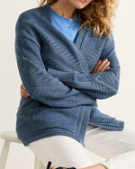 Pendleton Womens Textured Sierra Springs Cardigan in Navy is a comfortable western inspired knitted cardigan easy to dress up or down with front pockets at boltranchstore.com