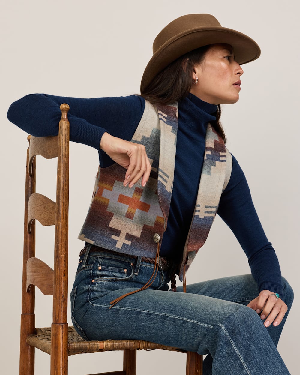 Pendleton Womens Dakota Western Wool Vest Shiprock Blue Mix found at Boltranchstore.com womens western style