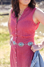Pendleton Lana Sleeveless Dress womens dresses and skirts checkered red summer spring button down casual everyday dress Boltranchstore.com