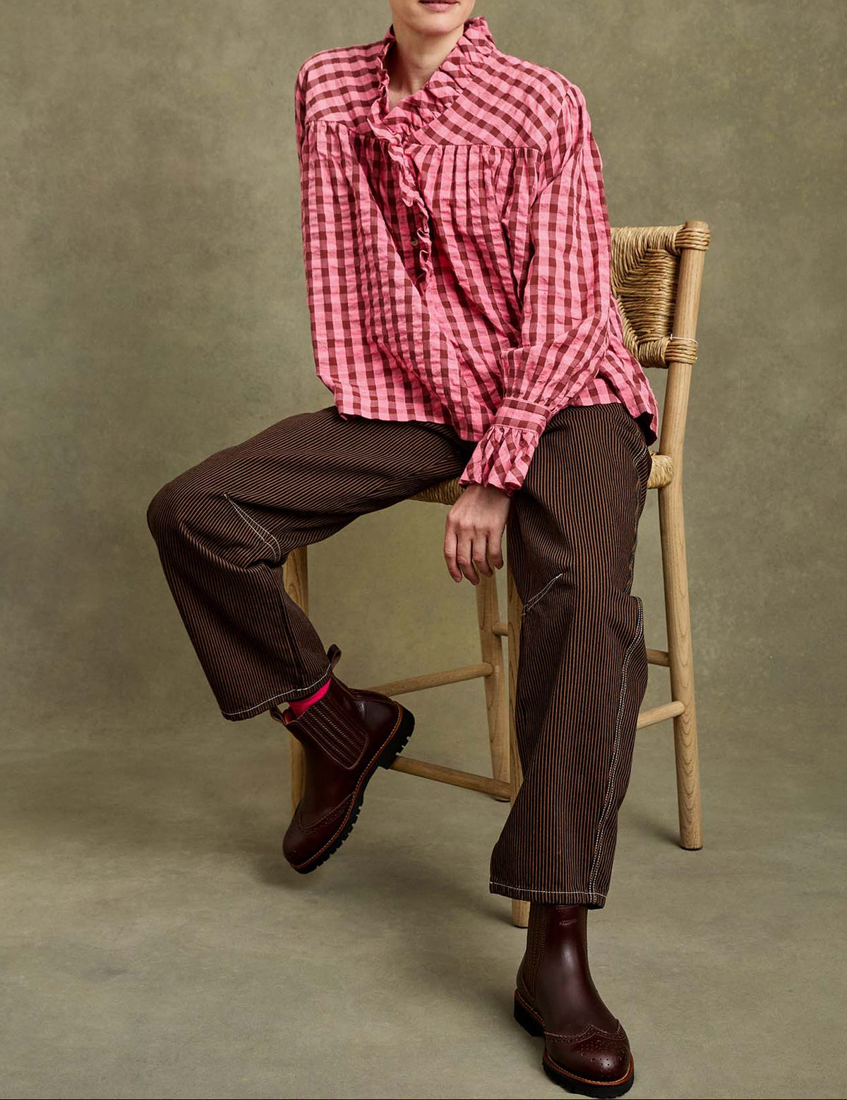 Penelope Chilvers Portobello Blouse easy everyday top styled with trousers and boots ranch wear