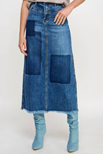 Penny High Rise Flared Patchwork Maxi Skirt order at boltranchstore.com