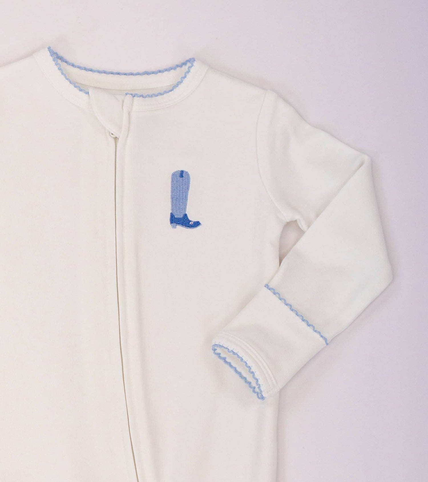 Pip Embroidered Zip Romper Blue Boot shop at boltranchstore.com free shipping