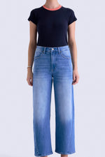 Pistola Kyra High Rise Bowed Ankle in the hidden gem wash a medium wash at boltranchstore.com