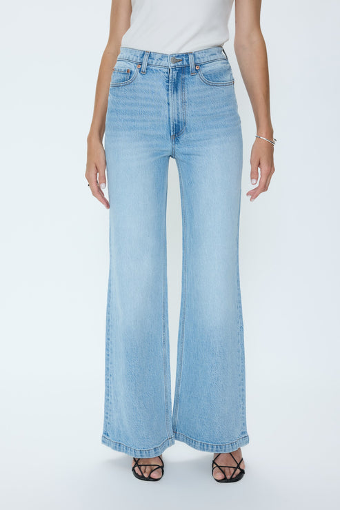 Pistola Lana High Rise Ultra Wide Leg Perspective a light wash jean at boltranchstore.com free shipping in stock now