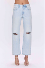 Pistola Lexi Mid Rise Bowed Straight in Solstice Distressed womens denim jeans popular viral pants boltranchstore.com light denim