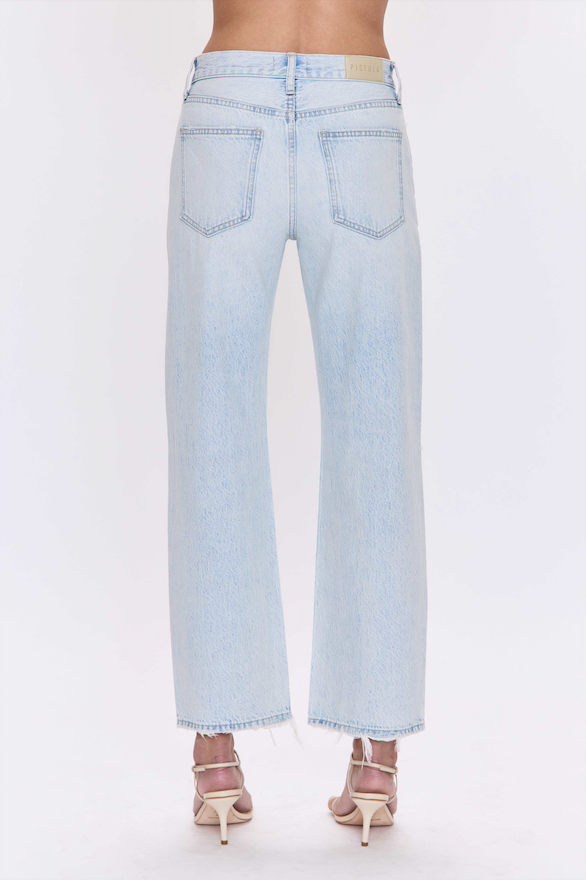 Pistola Lexi Mid Rise Bowed Straight in Solstice Distressed back western traditional popular viral womens mid rise patns at Boltranchstore.com