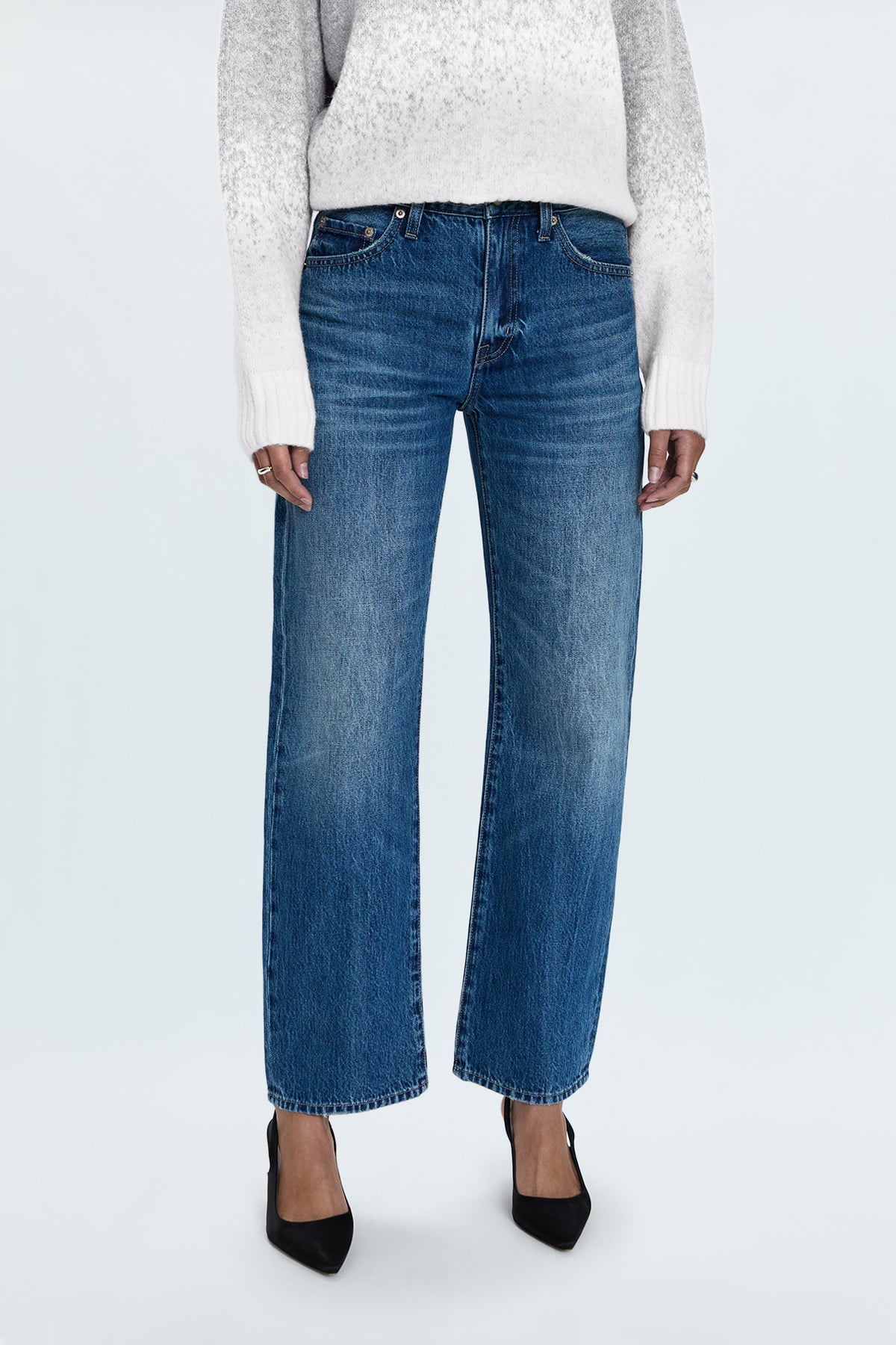 Pistola Lexi Mid Rise Bowed Straight in Transcend womens pistola denim jeans buy now free shipping Bolt Ranch Store